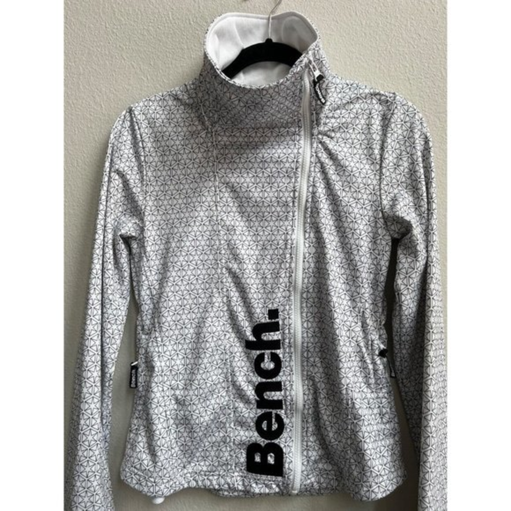 Bench Urbanwear Zip up Jacket Warm up SZ Small S White blue‎ stars sweatshirt